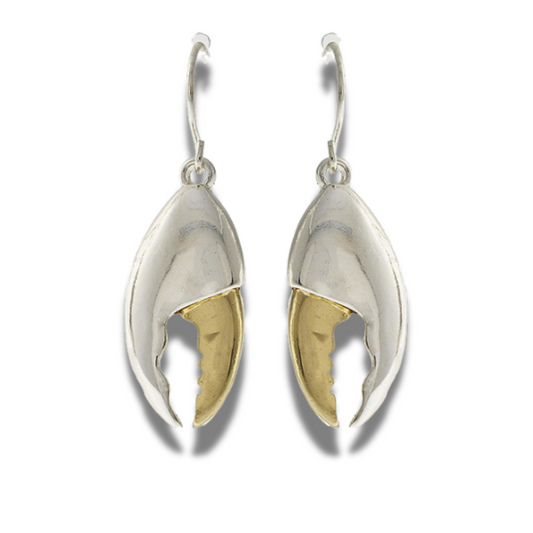 Gold Silver Dipped Lobster Claw Earrings