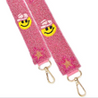 Pink Cowgirl Smiley Beaded Crossbody Bag Strap