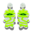 Go Glow Neon Wrap Seed Beaded Mummy Halloween Earrings
