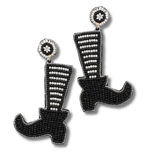 Wizard of Oz Wicked Witch Boots Seed Beaded Earrings