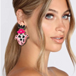 Pink Cowgirl Halloween Ghost Sheriff Western Theme Earrings