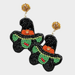 Wizard of Oz Wicked Witch Rhinestone Beaded Halloween Party Earrings
