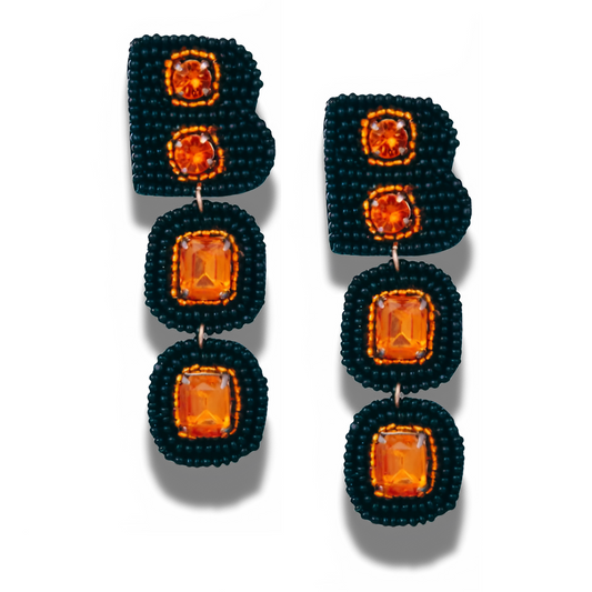 Halloween BOO Party Crystal Embellished Seed Beaded Earrings