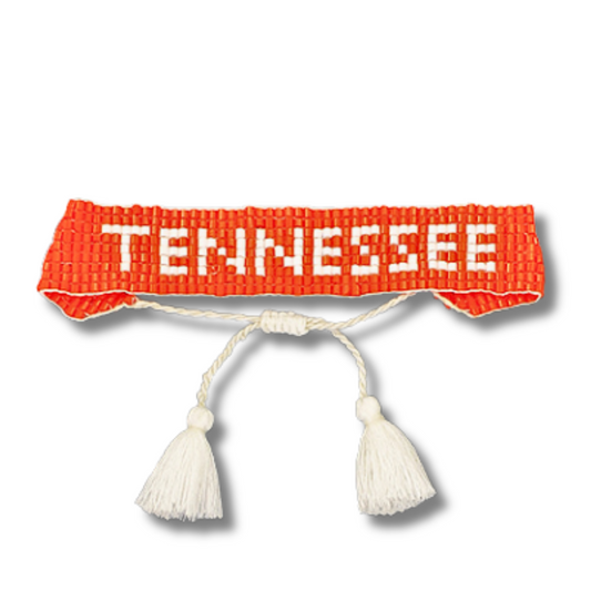 Tennessee Vols Football Team Colors Seed Bead Tassel Pull Bracelet