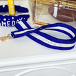 White Blue Striped Beaded Crossbody Bag Strap