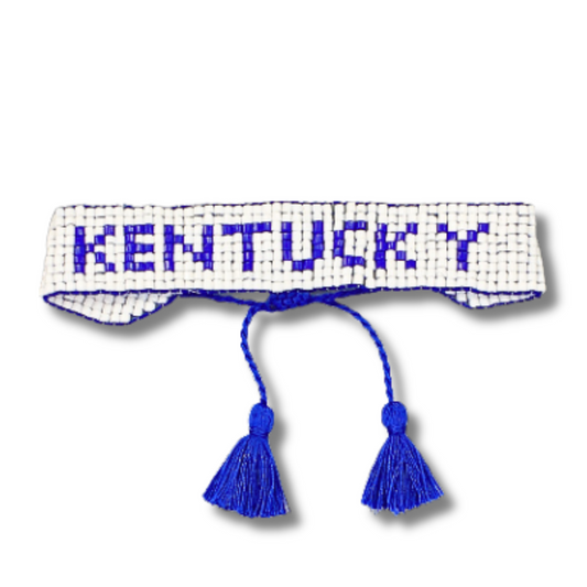 Kentucky Wildcats Football Team Colors Seed Bead Tassel Pull Bracelet