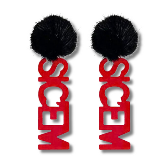 UGA SicEm Pom-Pom Football Team Word Earrings