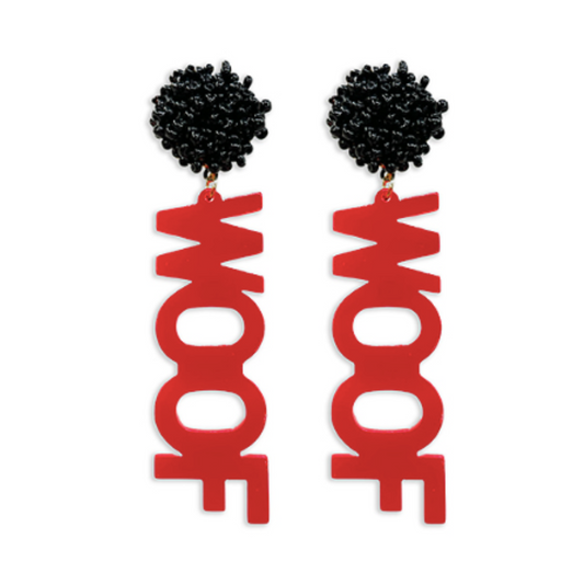 UGA WOOF Bead Acrylic Football Team Word Earrings