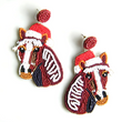 Santa Hat Horse Seed Beaded Christmas Earrings