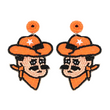 Oklahoma State Football Seed Beaded Pistol Pete Mascot Earrings