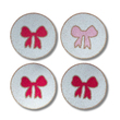 Pink Bow Artisan Beaded Set of 4 Coasters