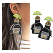 Tequila Bottle With Lime Seed Beaded Earrings