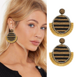 Gold Black Circle Fringe Football Team Colors Gameday Earrings