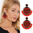 Red Black Circle Fringe Football Team Colors Gameday Earrings