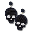 Black Shadow Skull Spooky Halloween Beaded Earrings