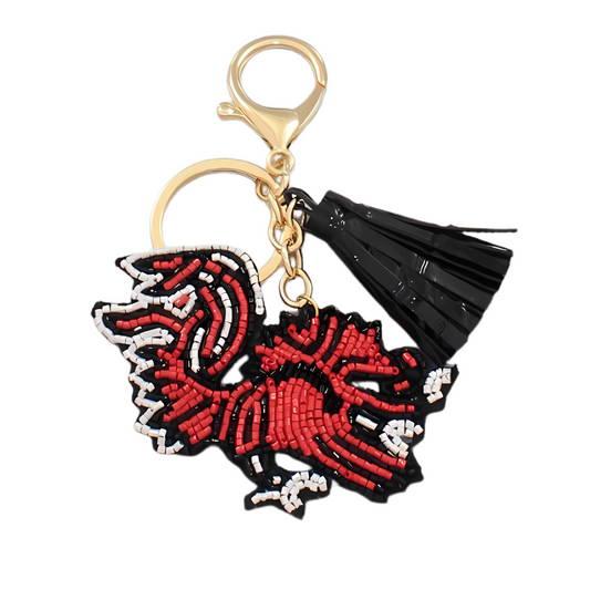 South Carolina Gamecocks Football Beaded Leather Tassel Keychain