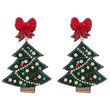 Big Bow Sequin Rhinestone Christmas Tree Earrings