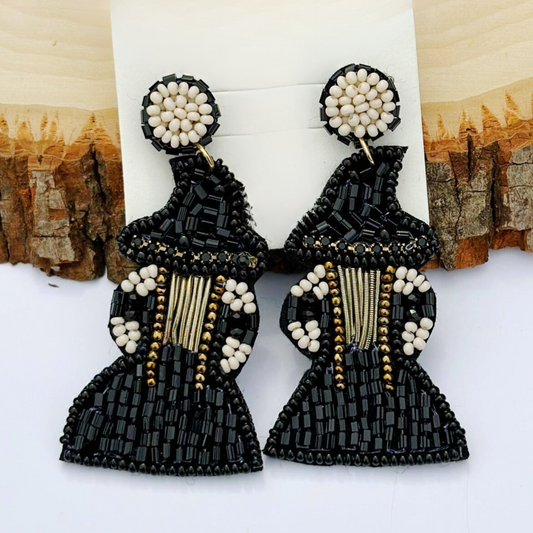 Halloween Witch Theme Glass Seed Beaded Earrings
