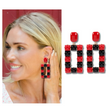 Black Red Acrylic Geometric Colorblock Earrings