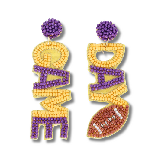 LSU Football GAME DAY Seed Beaded Earrings