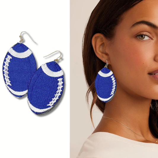 Blue & White Wildcats Football Earrings