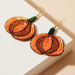 Sparkle Sequin Beaded Pumpkin Fall Fashion Earrings