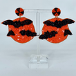 Black Bats Moon Halloween Seed Beaded Earrings