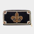 Seed Beaded Fleur de Lis Zipper Wallet