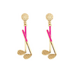 Pink Enamel Golf Club Earrings