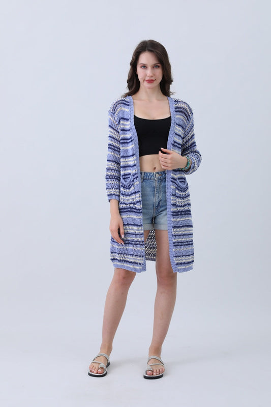 Nautical Blue Stripe Cardigan – Classic & Coastal Cool⚓🌊