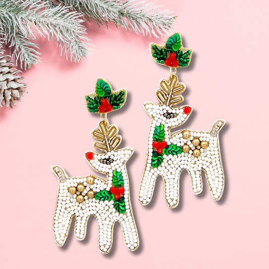Christmas Rudolph Red Nosed Reindeer Mistletoe Earrings