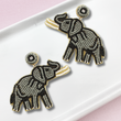 Gray White Tusk Beaded Elephant Lovers Earrings