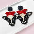 Red Ribbon Farm Cow Seed Beaded Earrings