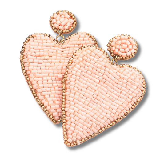 Have A Heart Pink Sparkle Beaded Heart Earrings