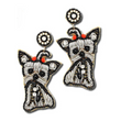 Yorkie Dog Breed Silver Fur Baby Beaded Earrings