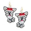 White Yorkie Dog Breed Fur Baby Beaded Earrings