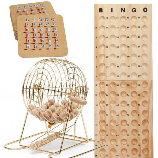 Deluxe Bingo Night Game Set with Large Brass Cage