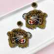 Growling Tiger Glass Beaded Safari Theme Earrings