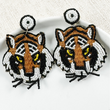 Whiskered Tiger Jungle Safari Seed Beaded Earrings