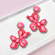 Iconic Pink Cartoon Balloon Dog Seed Beaded Earrings