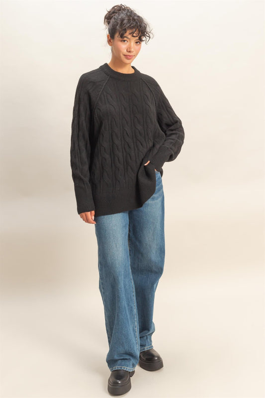Closet Classic Cable Knit Sweater in Black