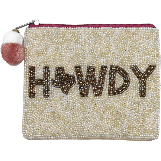 HOWDY Western Beaded Storage Coin Money Pouch