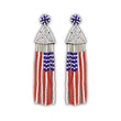 4th of July Patriotic American Tassel Beaded Earrings