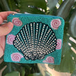 Turquoise Seashell Beach Theme Beaded Money Pouch