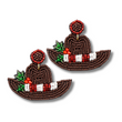 Christmas Holiday Cowgirl Hat Western Beaded Earrings
