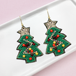 Rhinestone Beaded Festive Christmas Tree Holiday Earrings