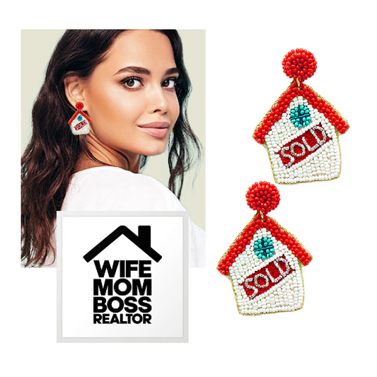 Real Estate Agent SOLD New Home Beaded Earrings