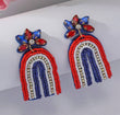 4th of July Patriotic American Rainbow Beaded Earrings
