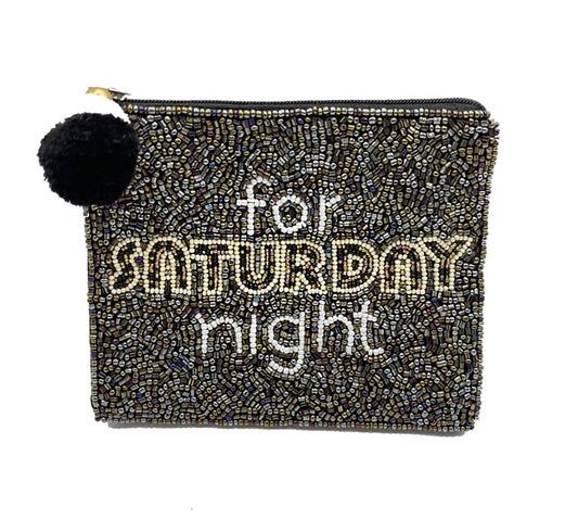FOR SATURDAY NIGHT Beaded Money Storage Pouch