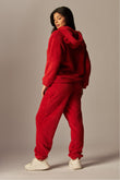 READY FOR TEDDY FLEECE HOODIE PAJAMA SET IN RED